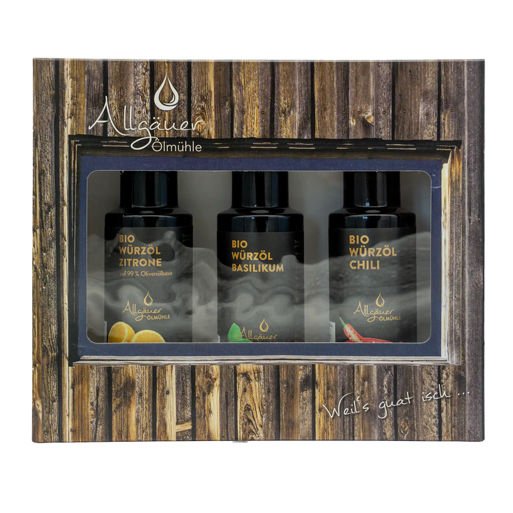 Allgäuer Ölmühle Bio Genießerbox Würzöle 3 x 100 ml