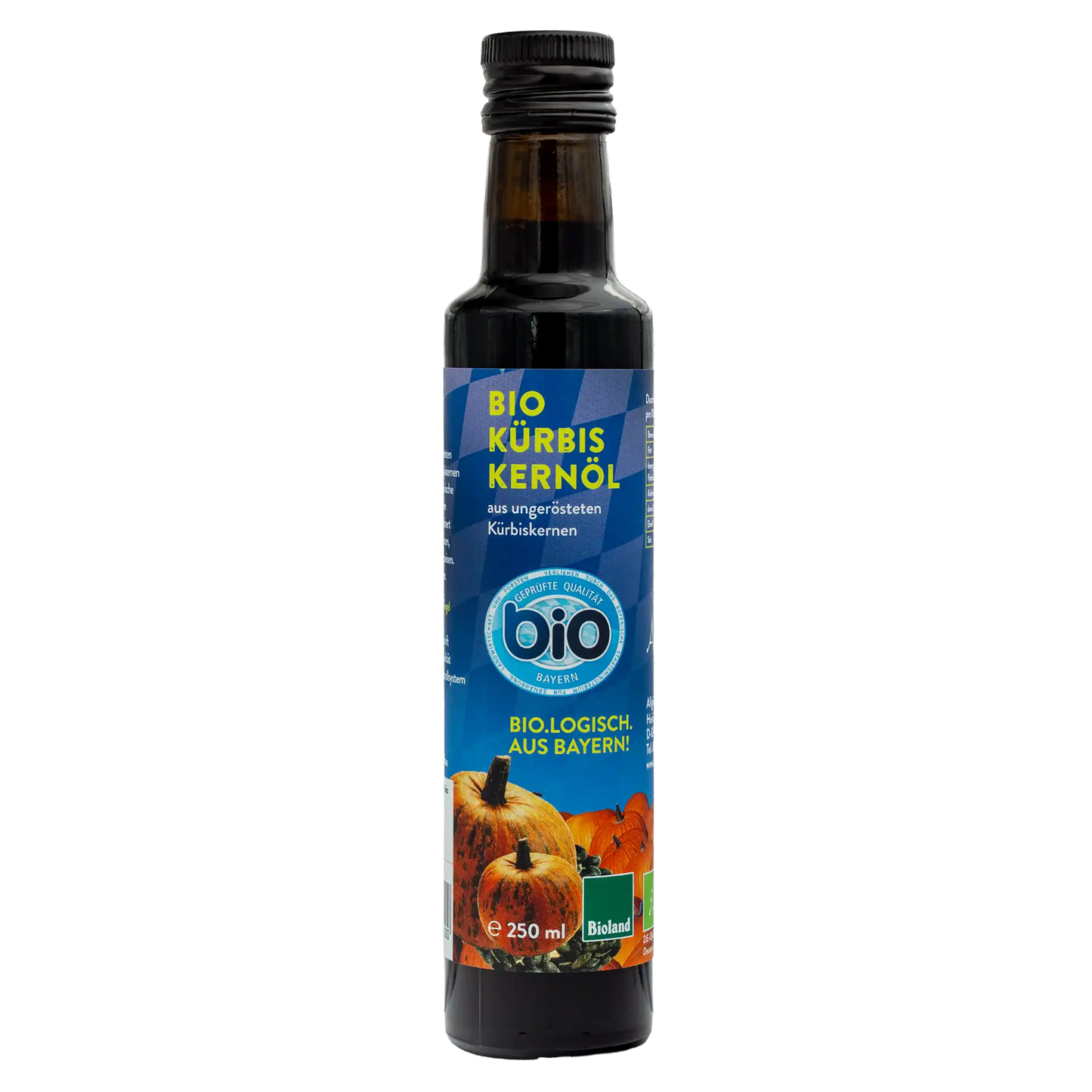Allgäuer Ölmühle Bayern Bio Kürbiskernöl ungeröstet 250 ml Flasche