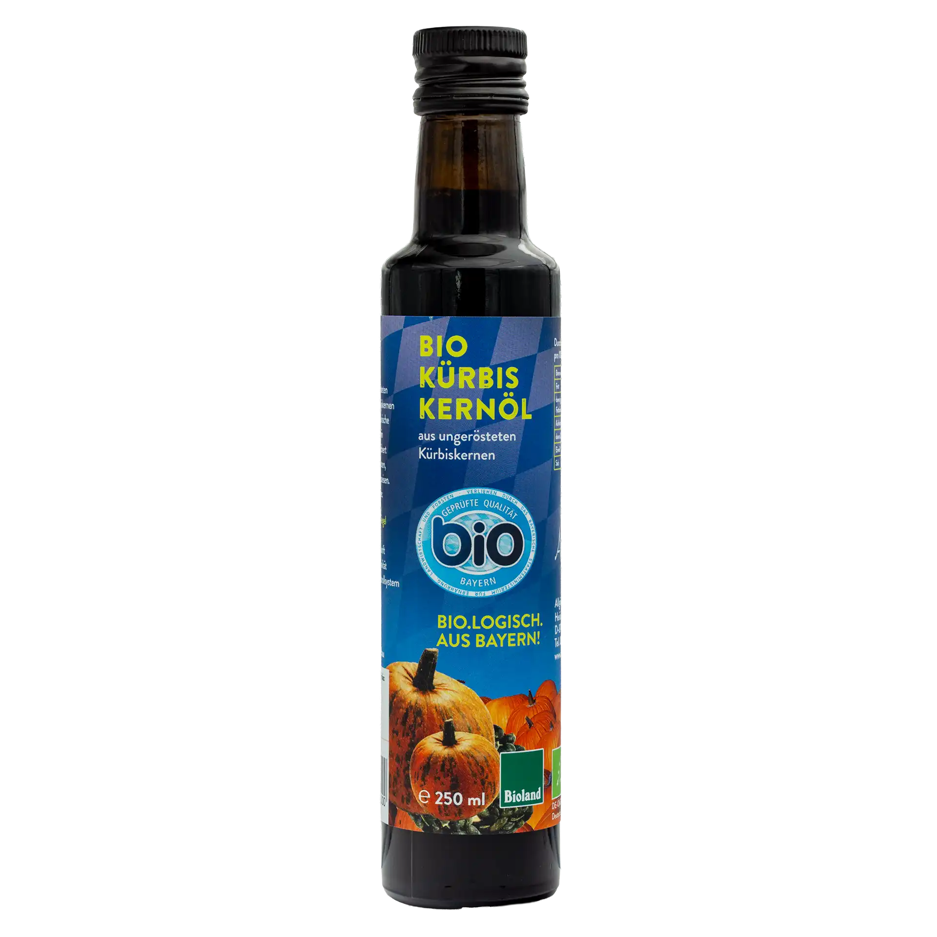 Allgäuer Ölmühle Bayern Bio Kürbiskernöl ungeröstet 250 ml Flasche