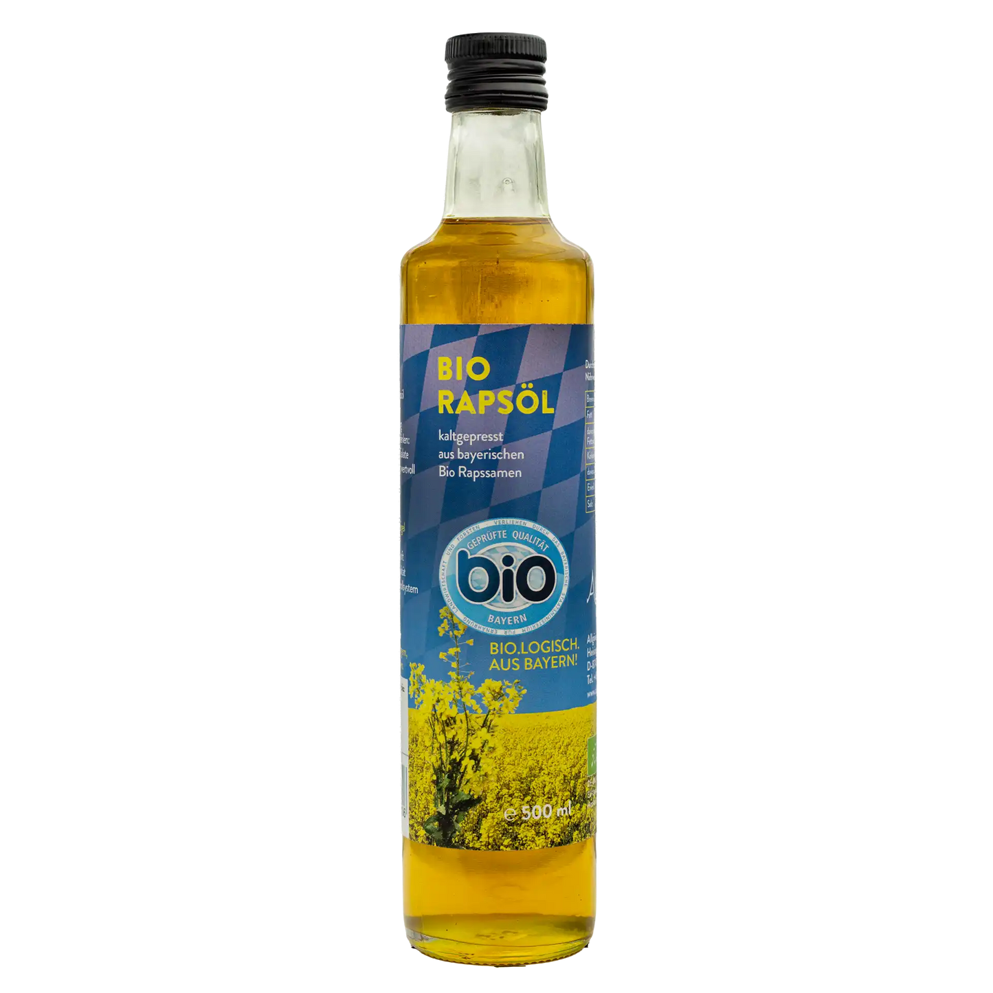 Allgäuer Ölmühle Bayern Bio Rapsöl 500 ml Flasche