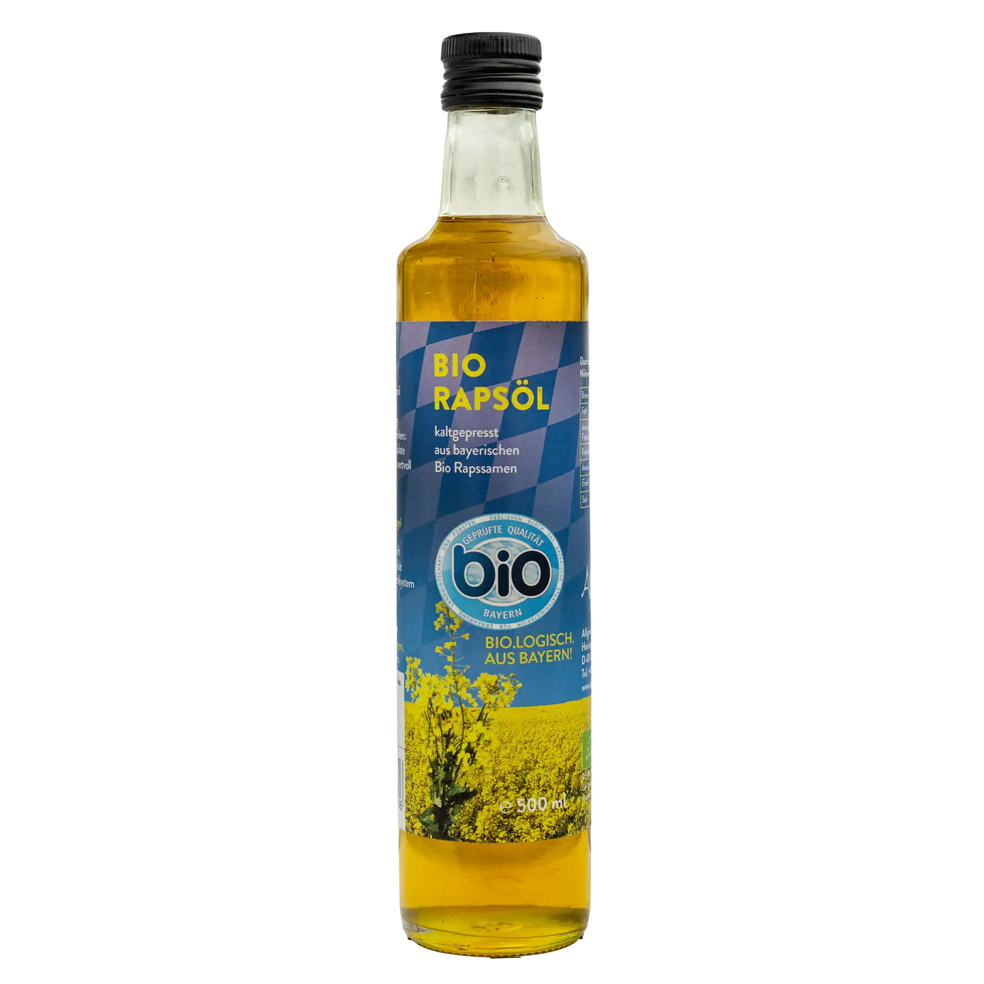 Allgäuer Ölmühle Bayern Bio Rapsöl 500 ml Flasche