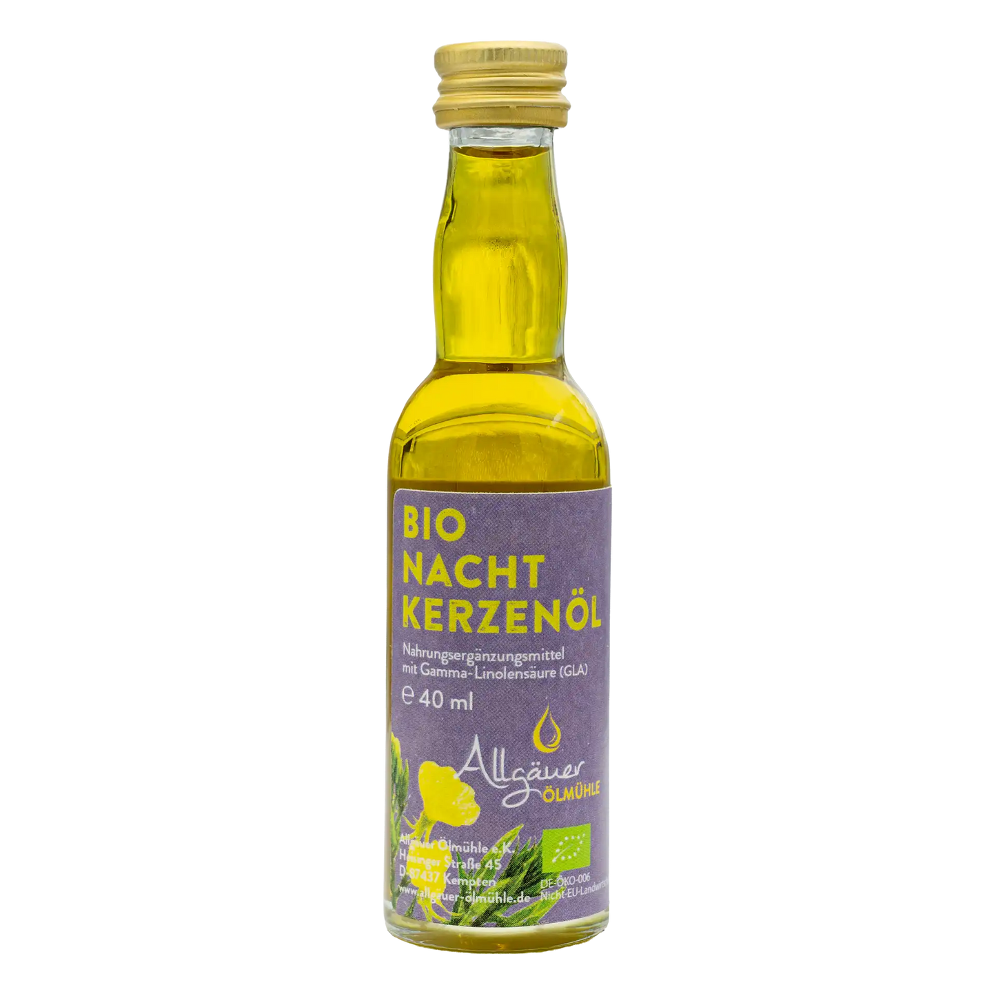 Allgäuer Ölmühle Bio Nachtkerzenöl Nahrungsergänzung 40 ml Flasche