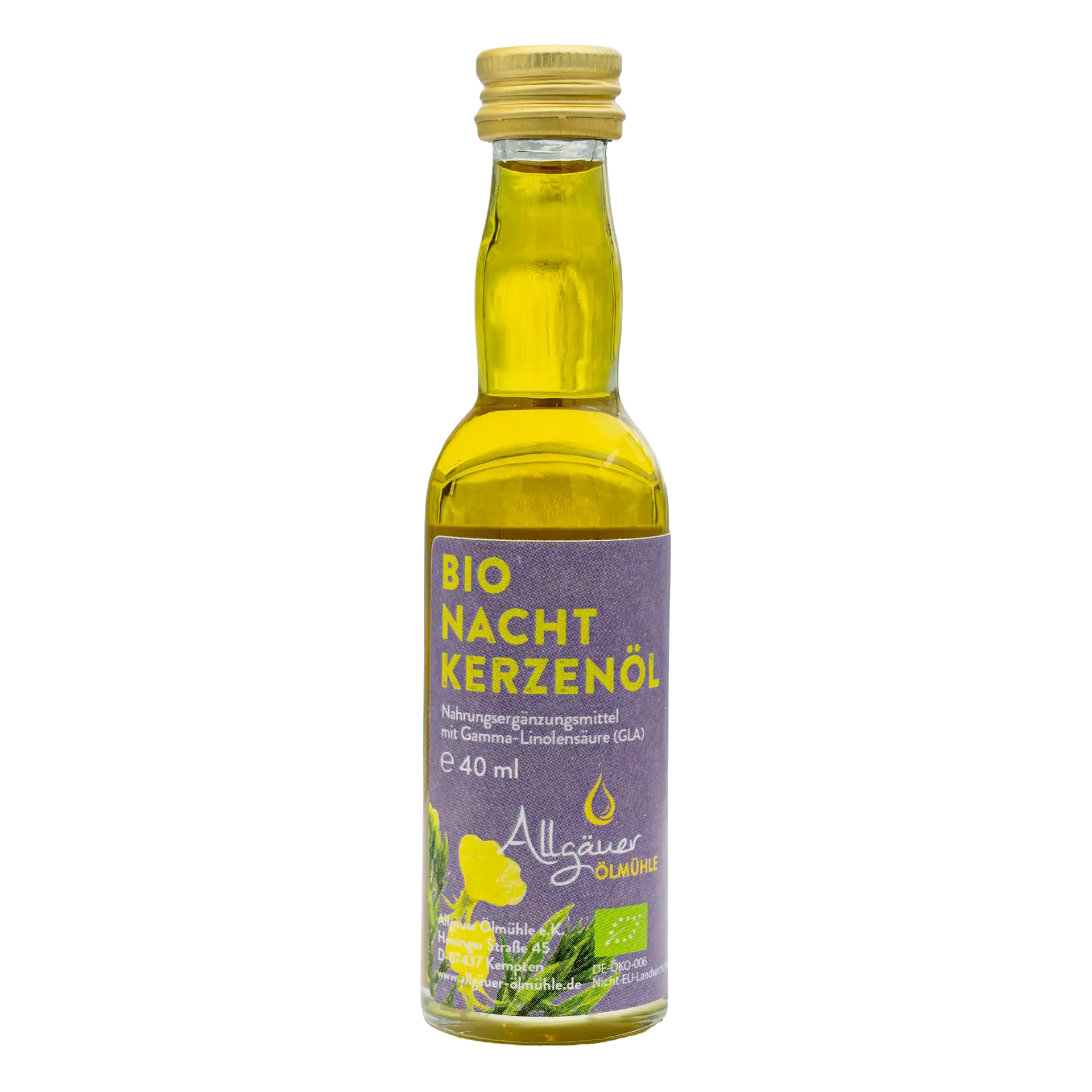 Allgäuer Ölmühle Bio Nachtkerzenöl Nahrungsergänzung 40 ml Flasche