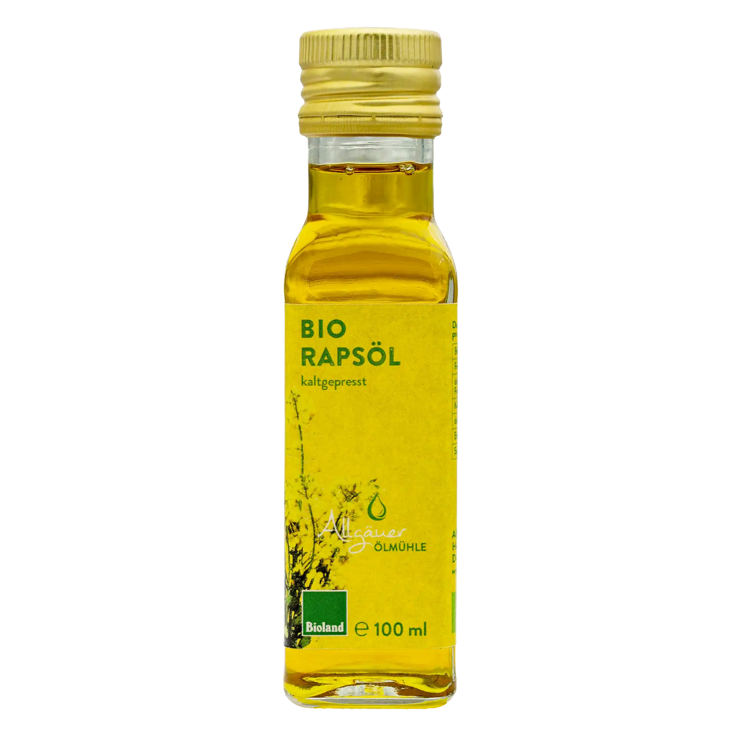 Allgäuer Ölmühle Bio Rapsöl 100 ml Flasche