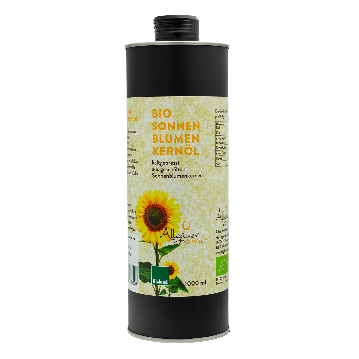 Allgäuer Ölmühle Bio Sonnenblumenöl 1000 ml Dose