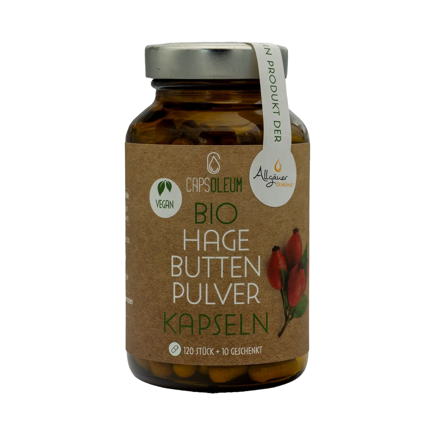 Allgäuer Ölmühle Capsoleum Bio Hagebuttenpulver Kapseln Glas