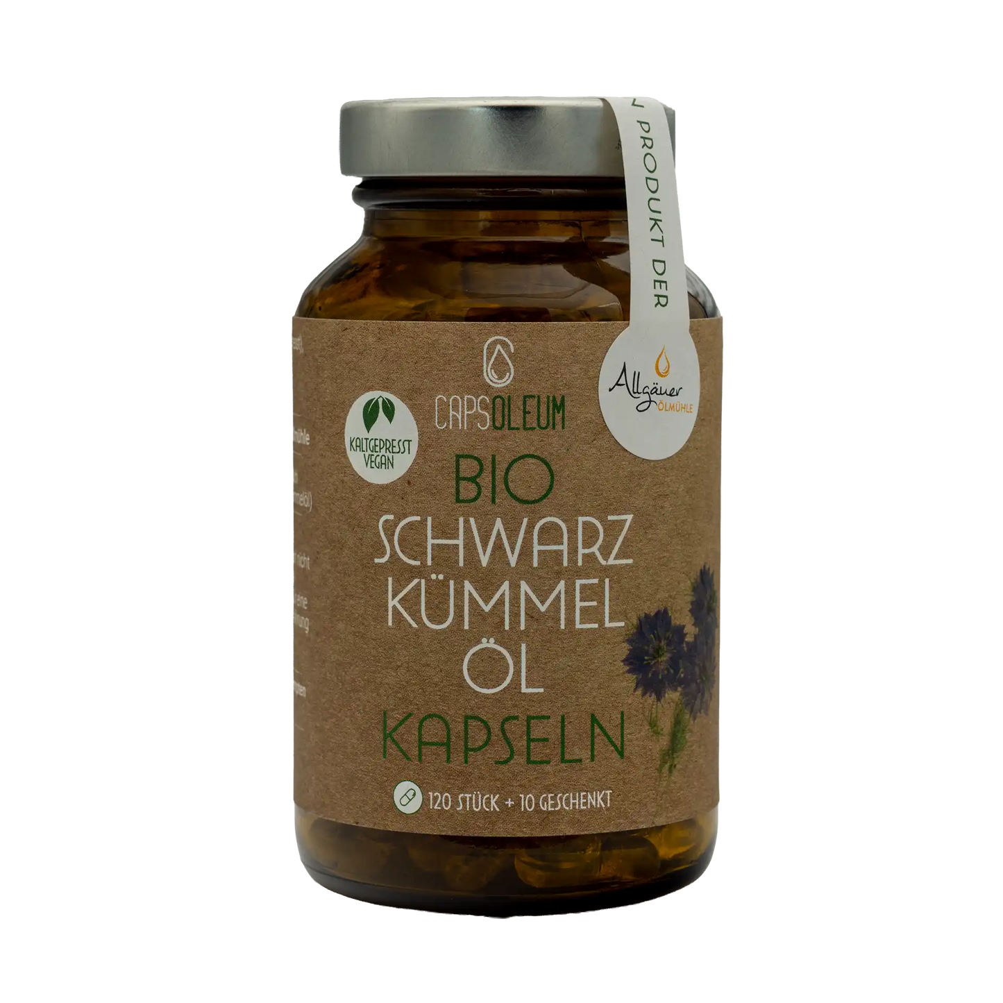 Allgäuer Ölmühle Capsoleum Bio Schwarzkümmelöl Kapseln Glas