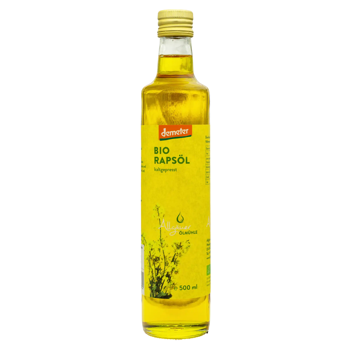 Allgäuer Ölmühle Demeter Rapsöl 500 ml Flasche